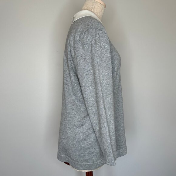 Karl Lagerfeld Women's Gray Sweater with White Shirt Collar Size Large - Picture 3 of 7